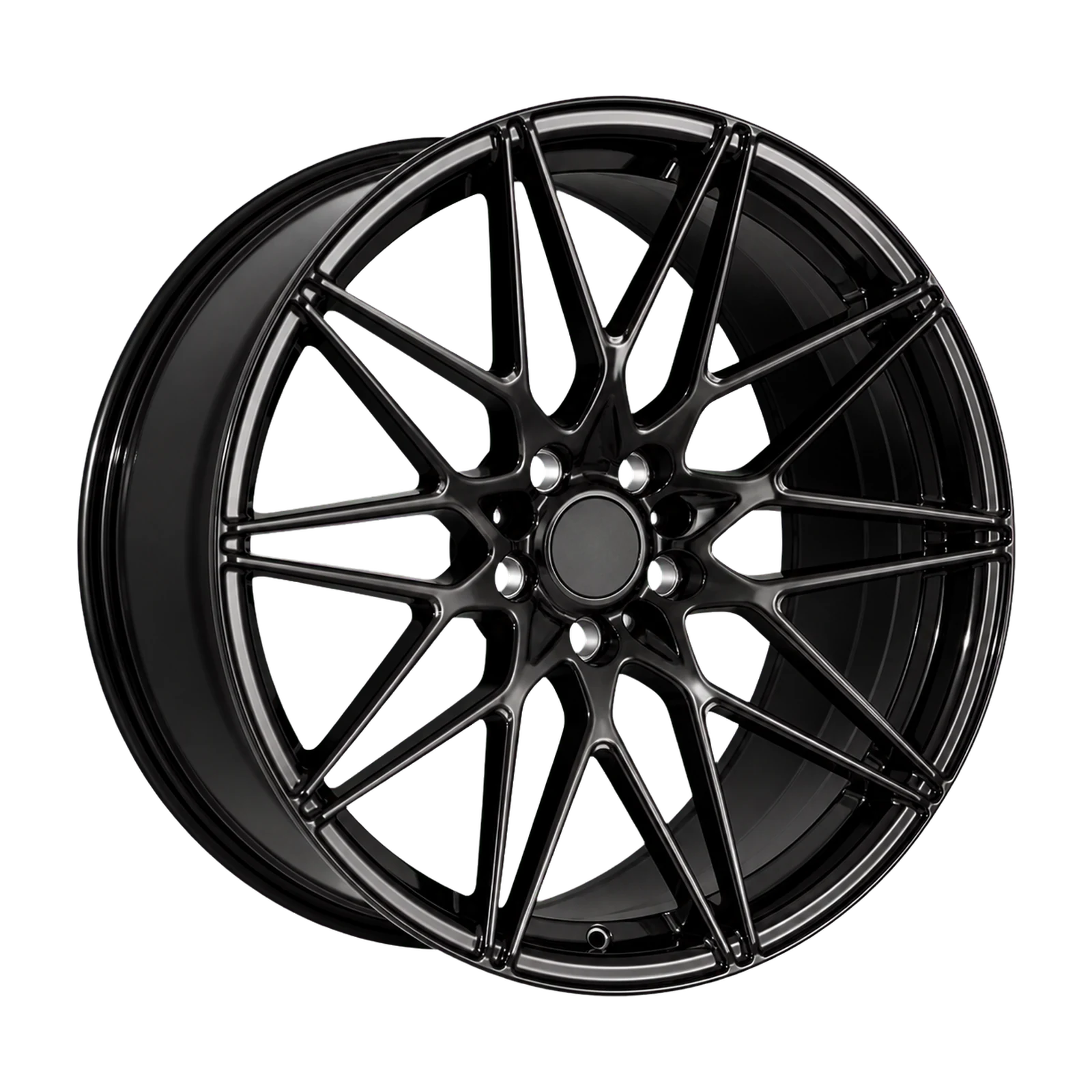 Dorimm DR-0016 Gloss Black forged wheel, near-front three-quarter studio view