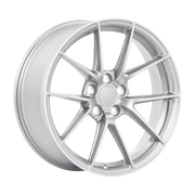 Dorimm DR-0021 Hyper Silver forged wheel, near-front three-quarter studio view