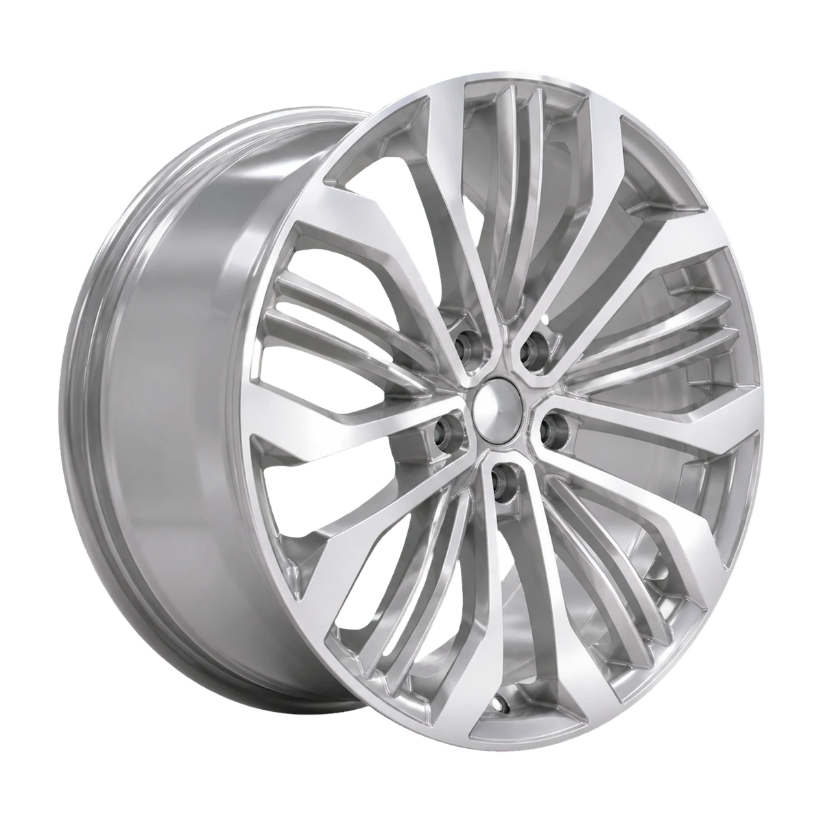 Dorimm DR-0087 Hyper Silver forged wheel, near-front three-quarter studio view