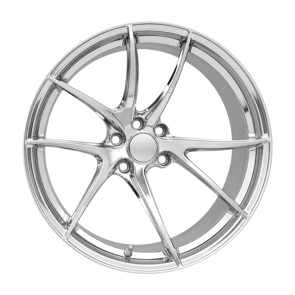 Dorimm DR-0096 Chrome / Polished forged wheel, near-front three-quarter studio view