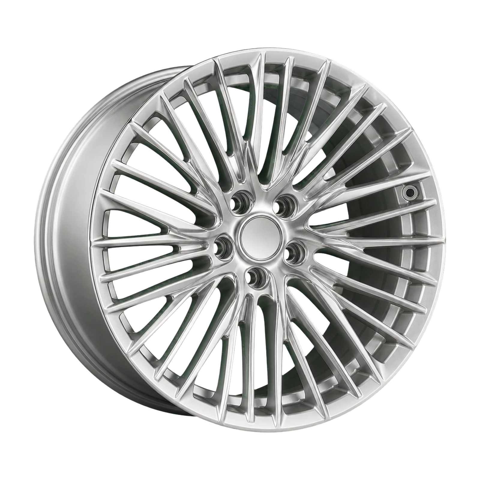 Dorimm DR-0138 Hyper Silver forged wheel, near-front three-quarter studio view