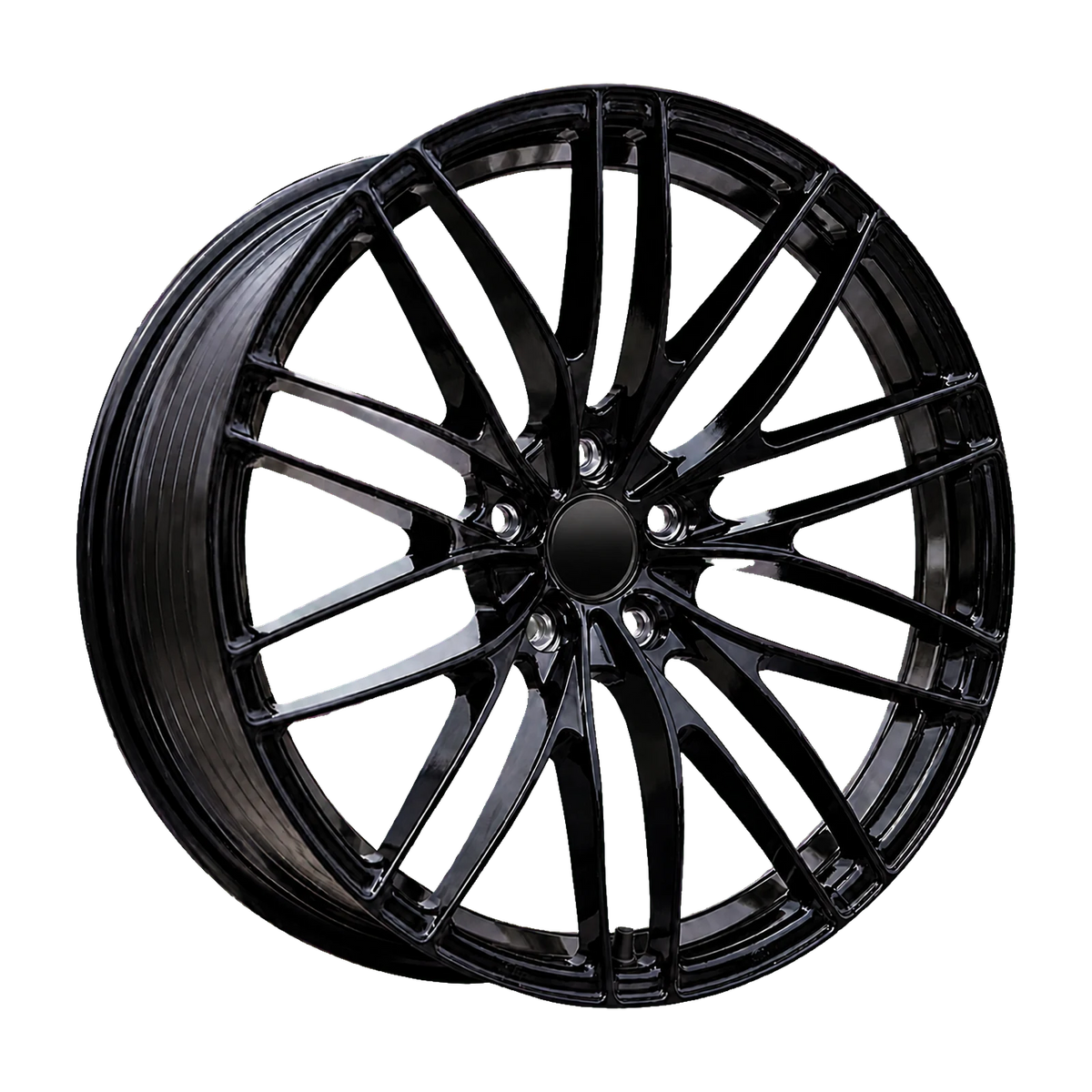 Dorimm DR-0462 Gloss Black forged wheel, near-front three-quarter studio view