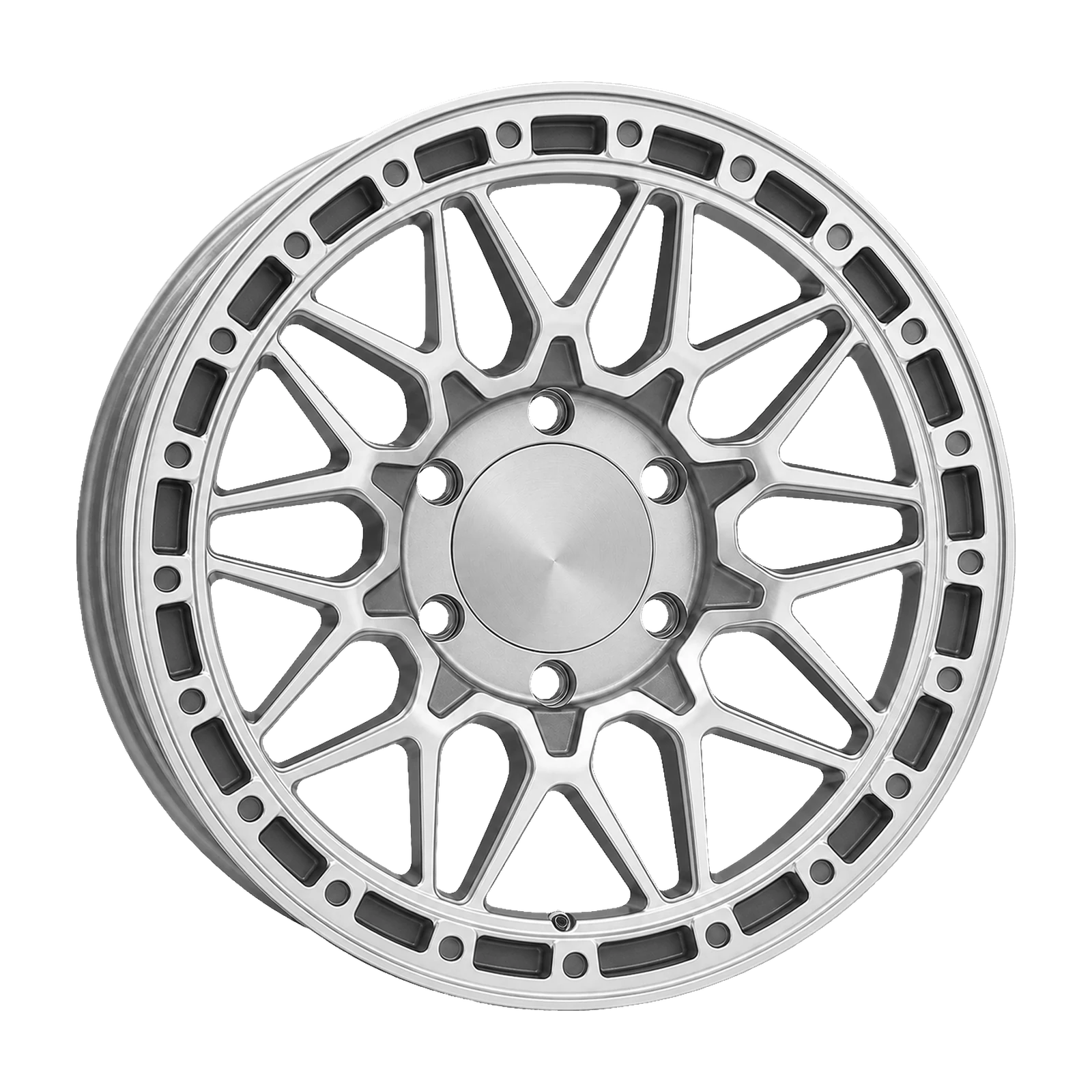 Dorimm DR-0734 Hyper Silver forged wheel, near-front three-quarter studio view