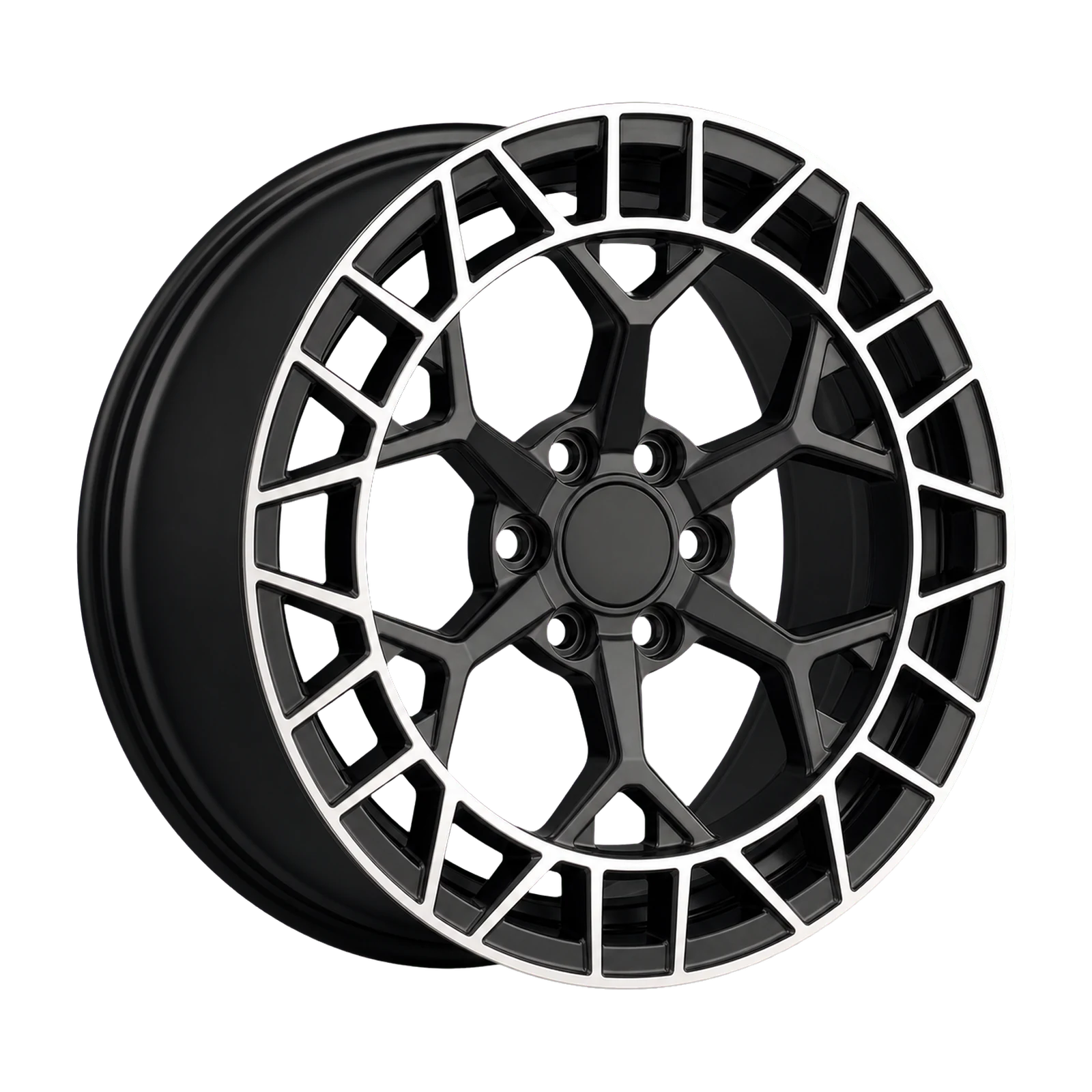Dorimm DR-0735 Black Machined forged wheel, near-front three-quarter studio view
