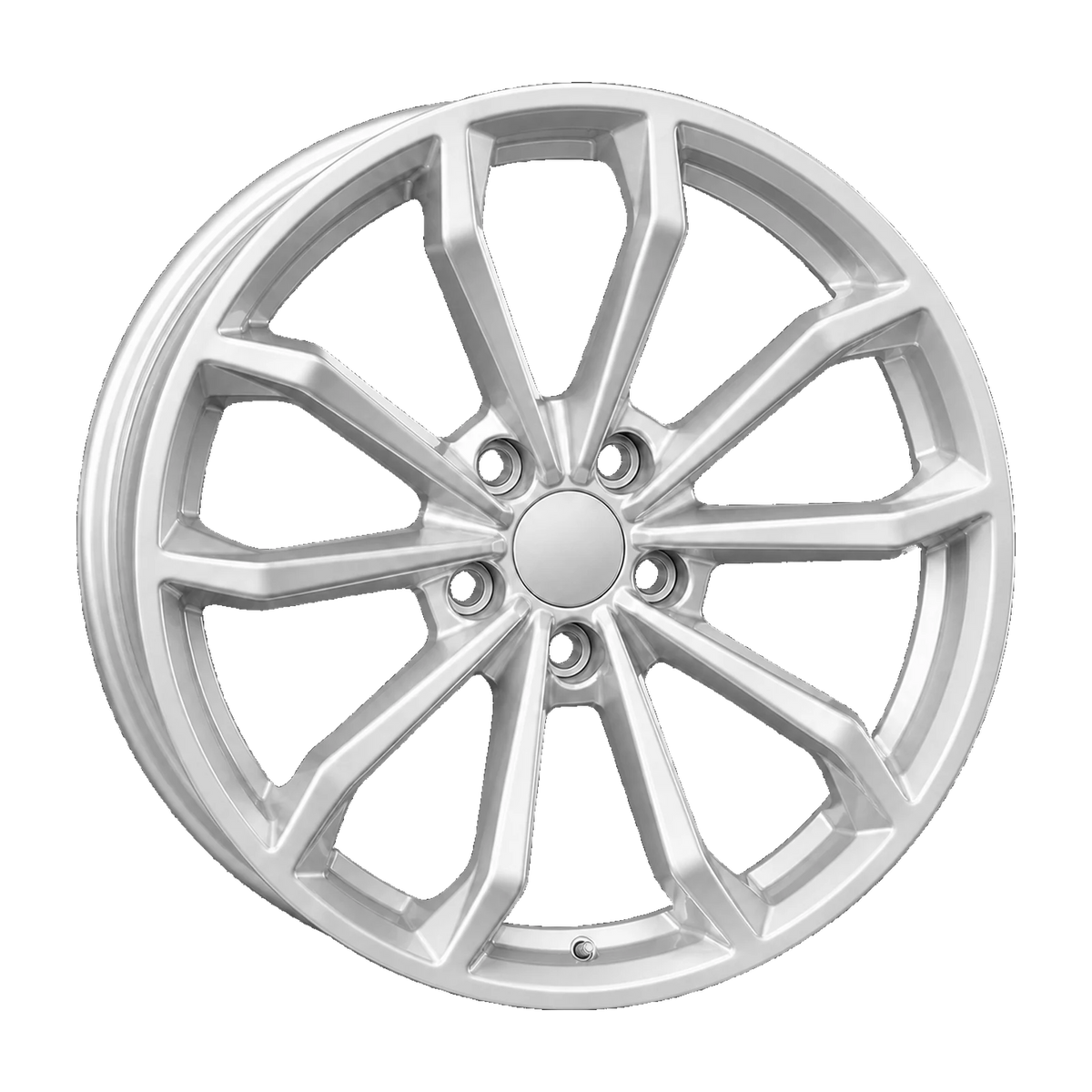Dorimm DR-0755 Hyper Silver forged wheel, near-front three-quarter studio view