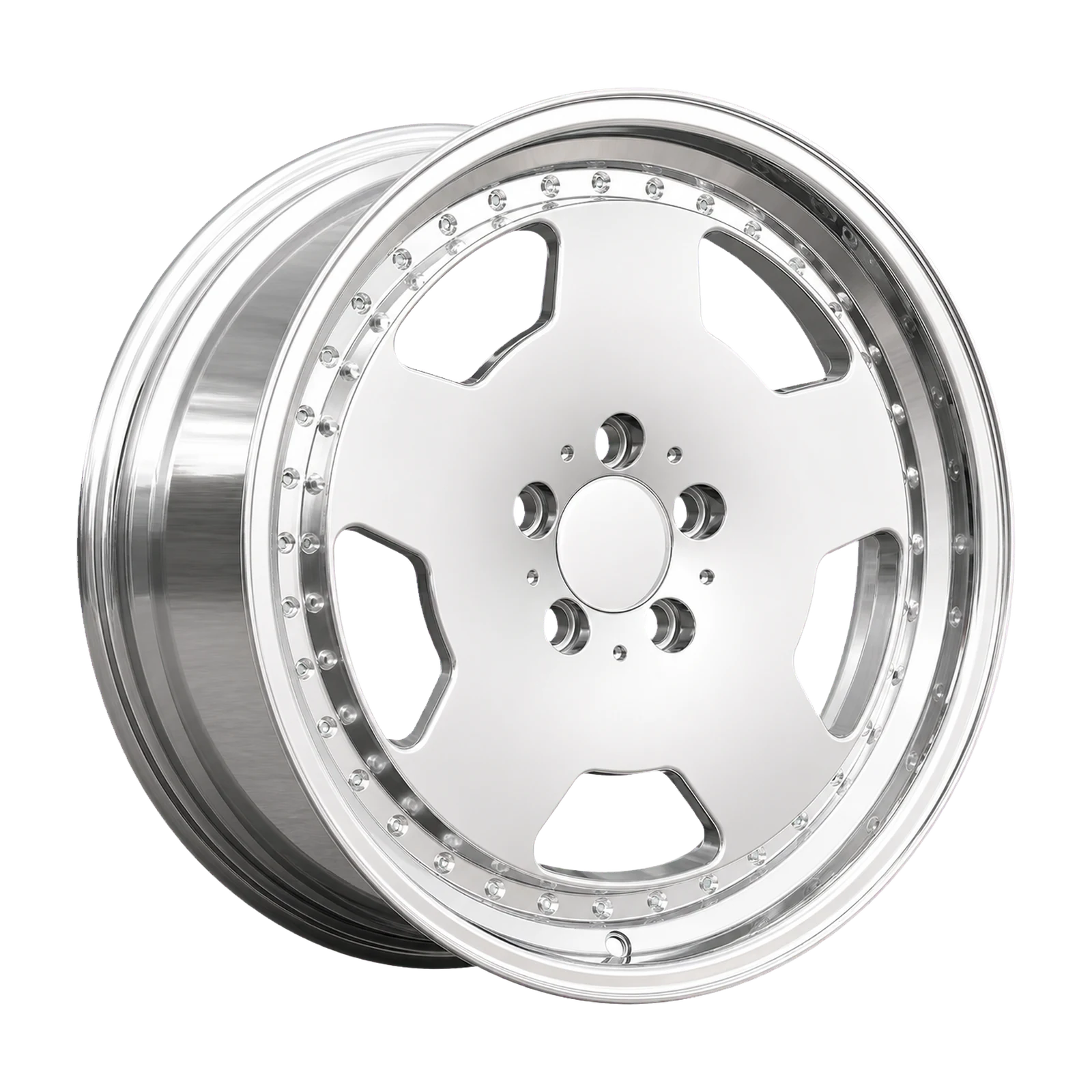 Dorimm DR-0939 Chrome / Polished forged wheel, near-front three-quarter studio view