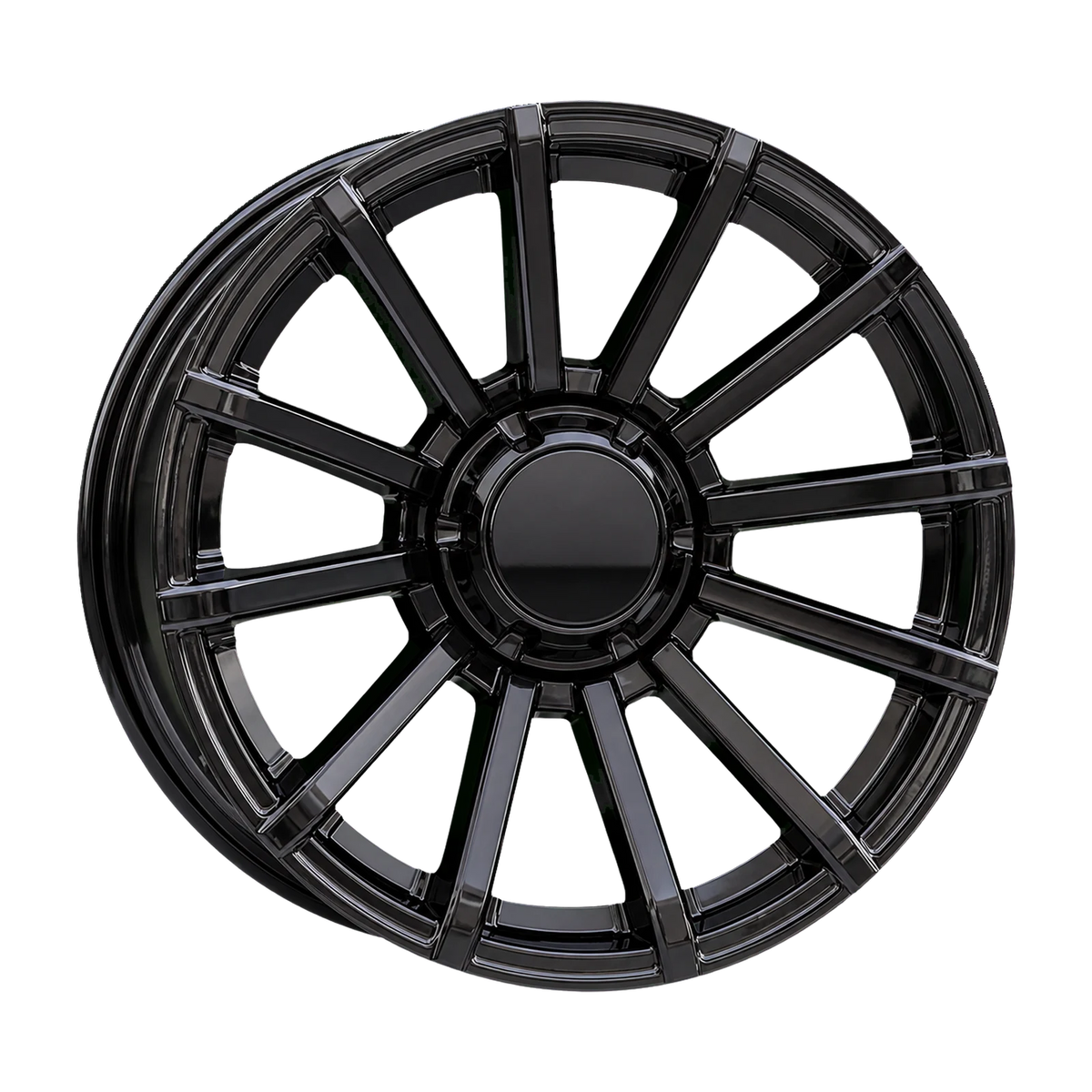 Dorimm DR-1027 Gloss Black forged wheel, near-front three-quarter studio view