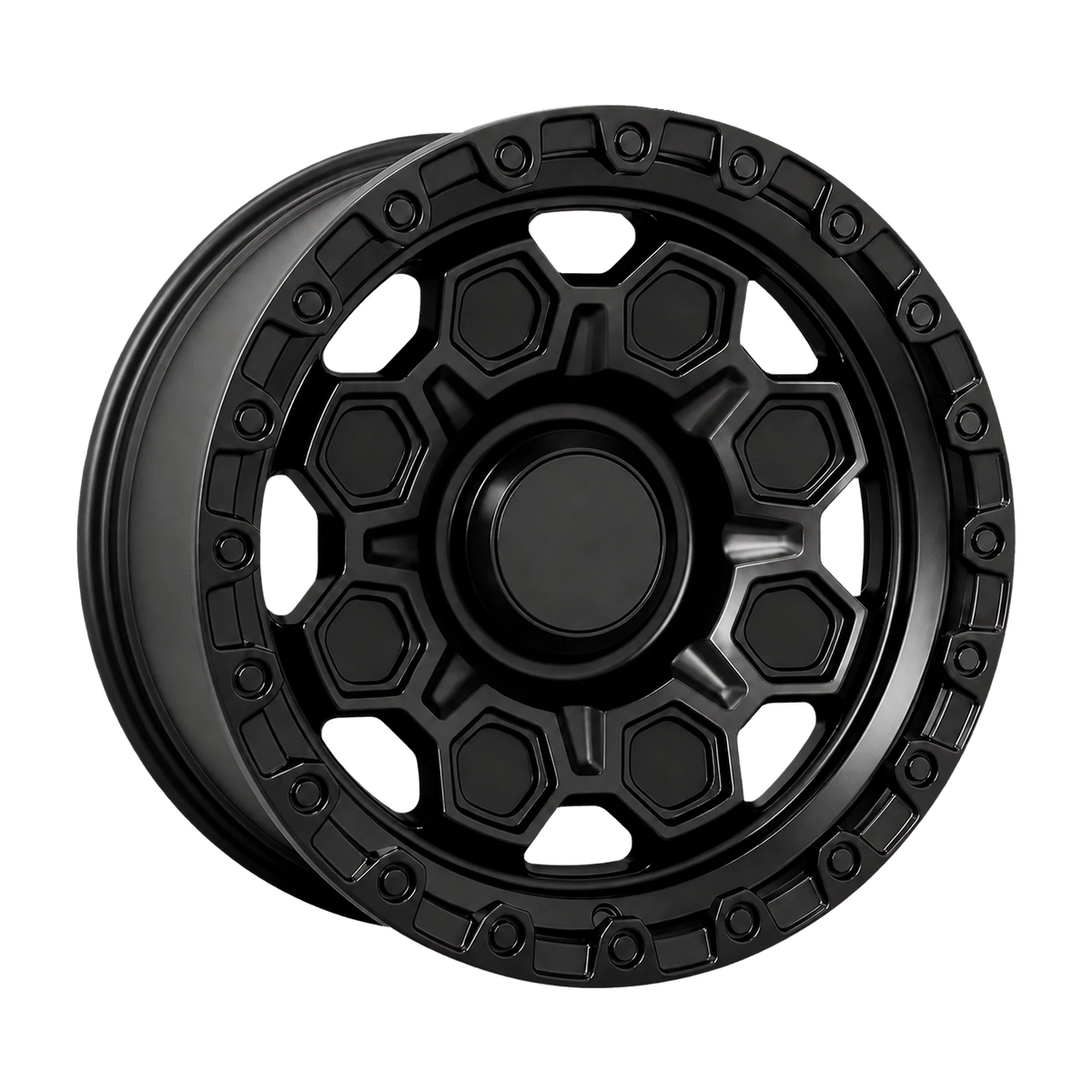 Dorimm DR-1096 Matte Black forged wheel, near-front three-quarter studio view