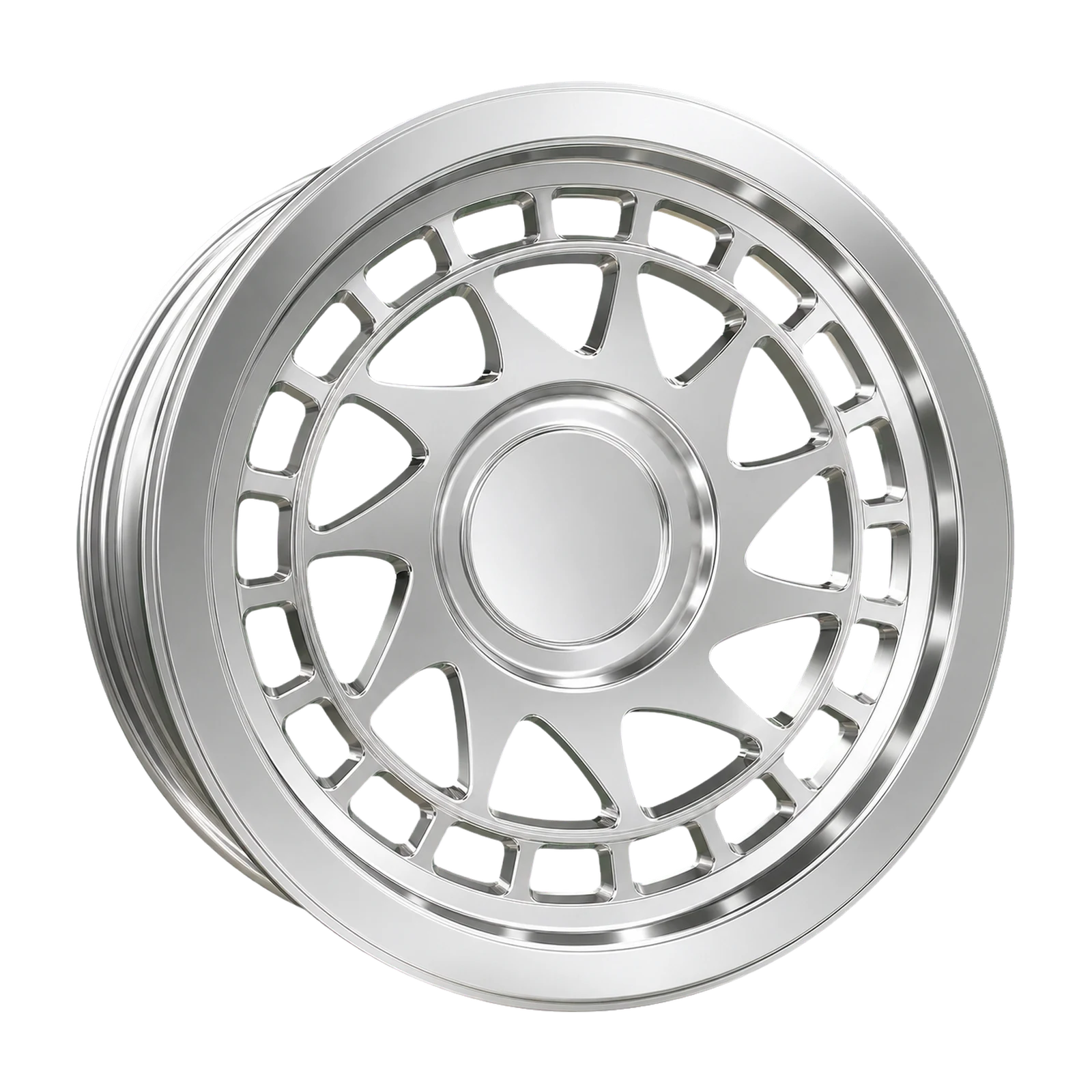 Dorimm DR-1125 Chrome / Polished forged wheel, near-front three-quarter studio view