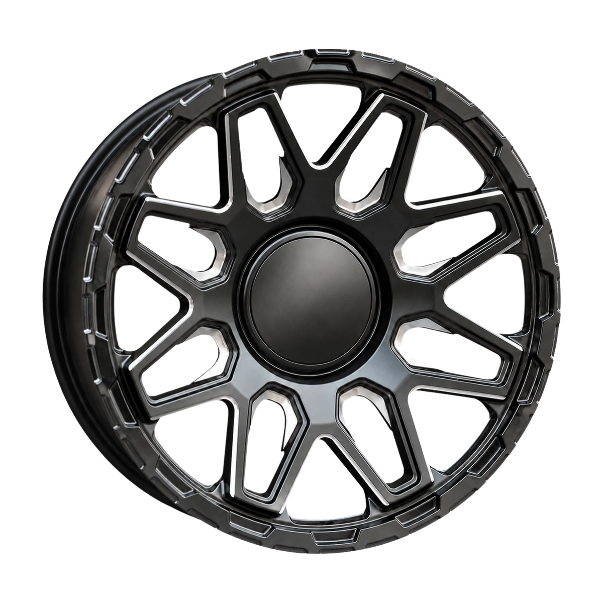 Dorimm DR-1136 Black Machined forged wheel, near-front three-quarter studio view